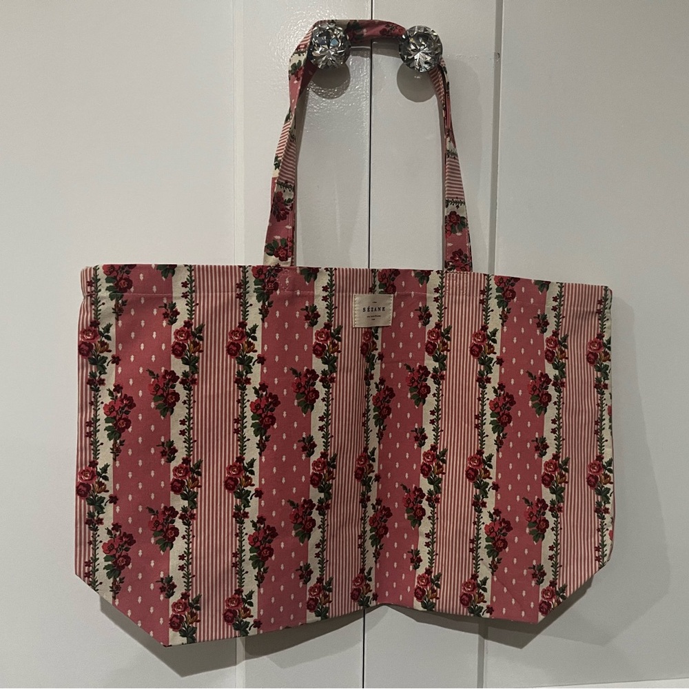 Sézane Floral Striped Tote Bag